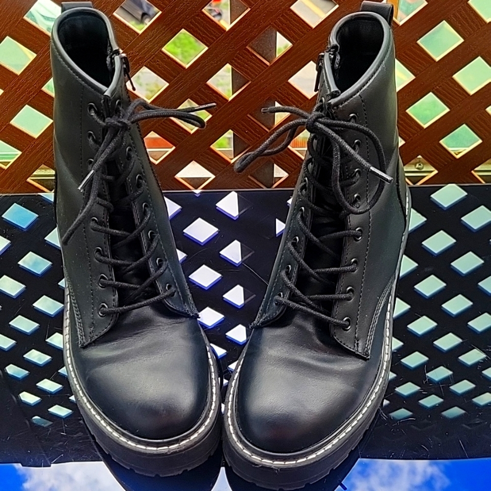 Madden girl black combat boots size 8
